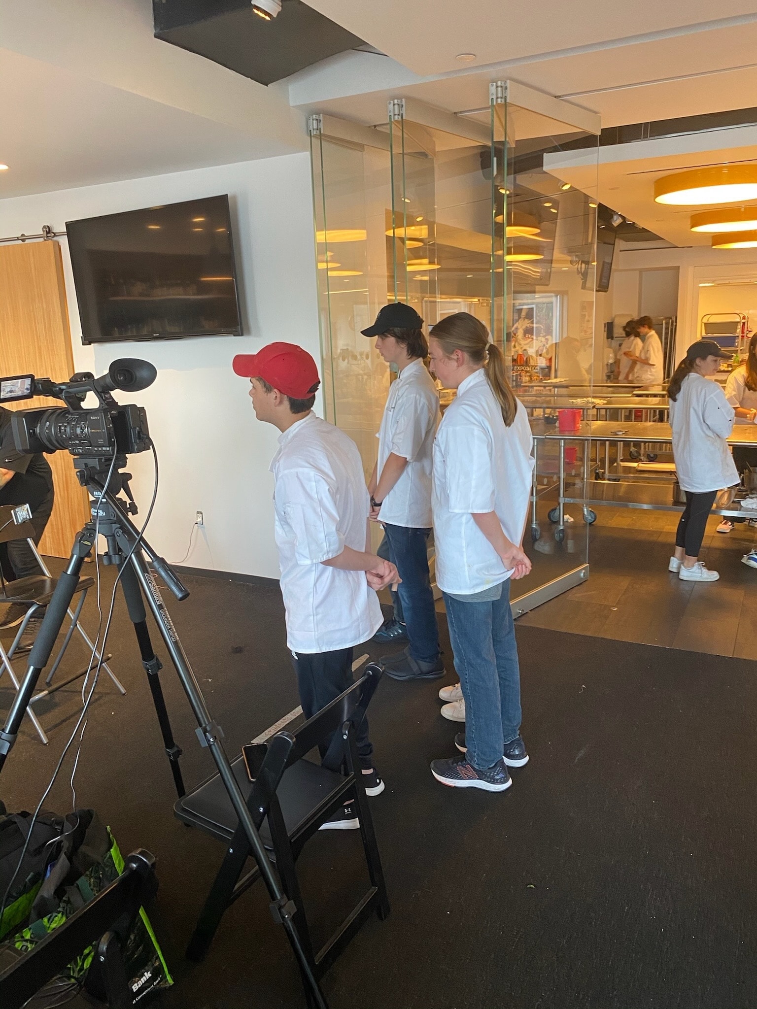 Students in culinary program kitchen